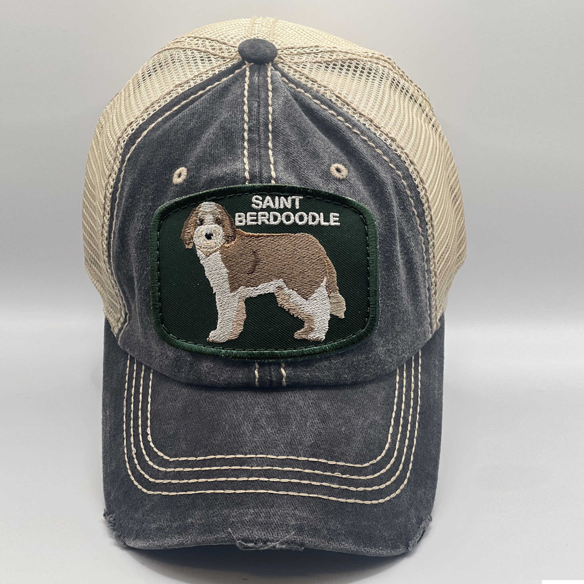 Dog Breed Patches On Hats With Saint Berdoodle