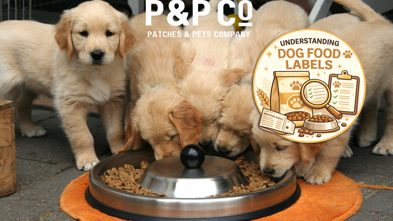 Dogs around a large bowl of store bought food