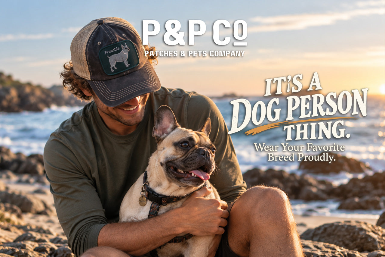IT's a dog person thing graphic of a man holding a French Bulldog with a hat on 