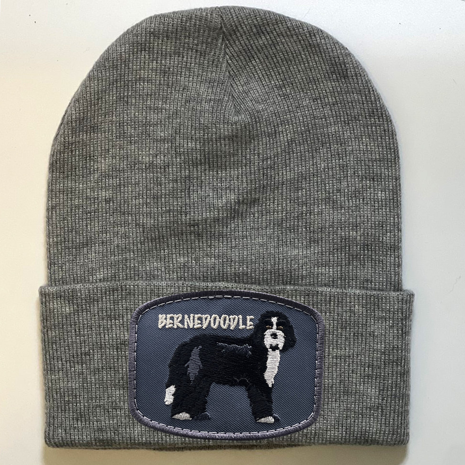 Wool Beanie With Bernedoodle Dog Patch