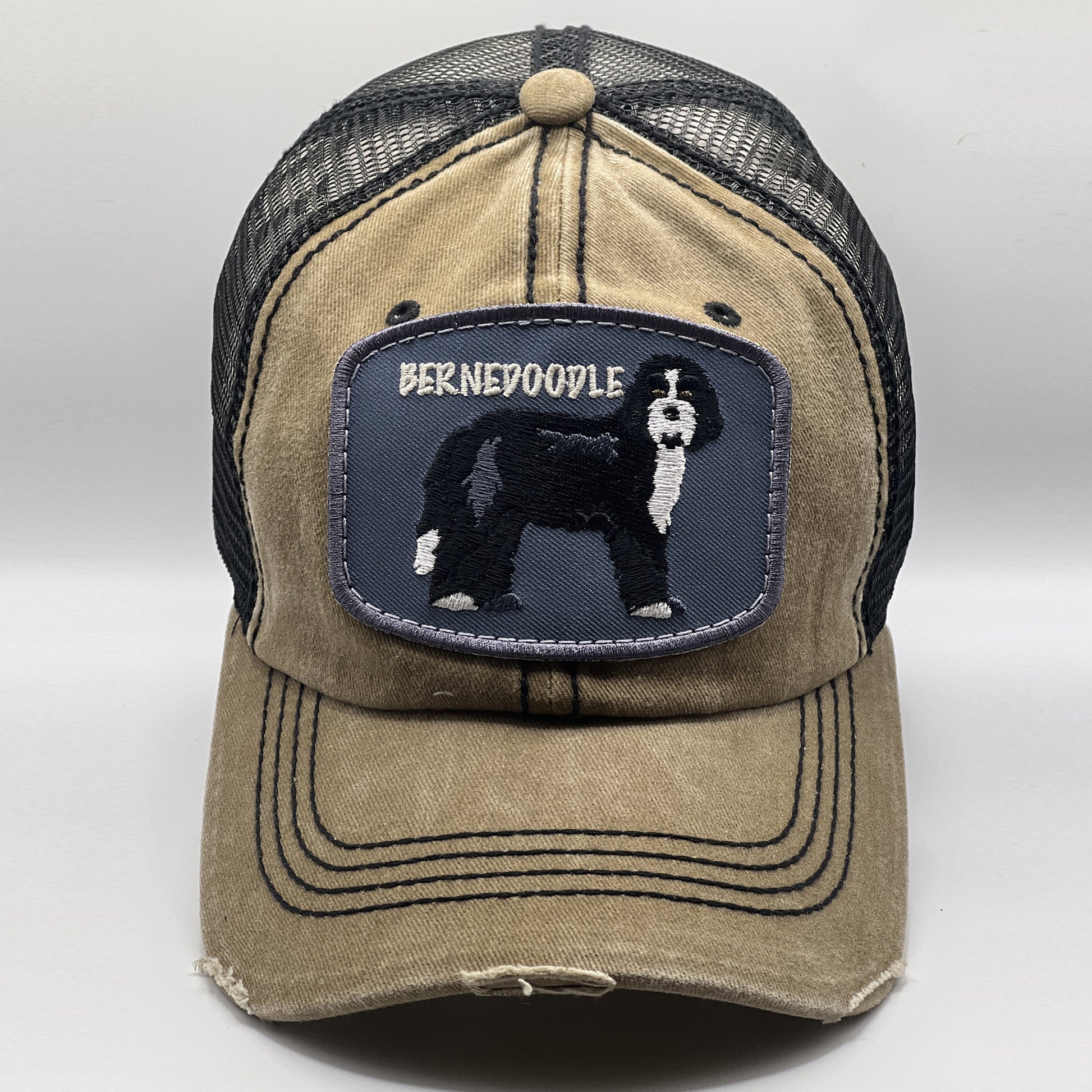 Trucker Hat With Bernedoodle Dog Image