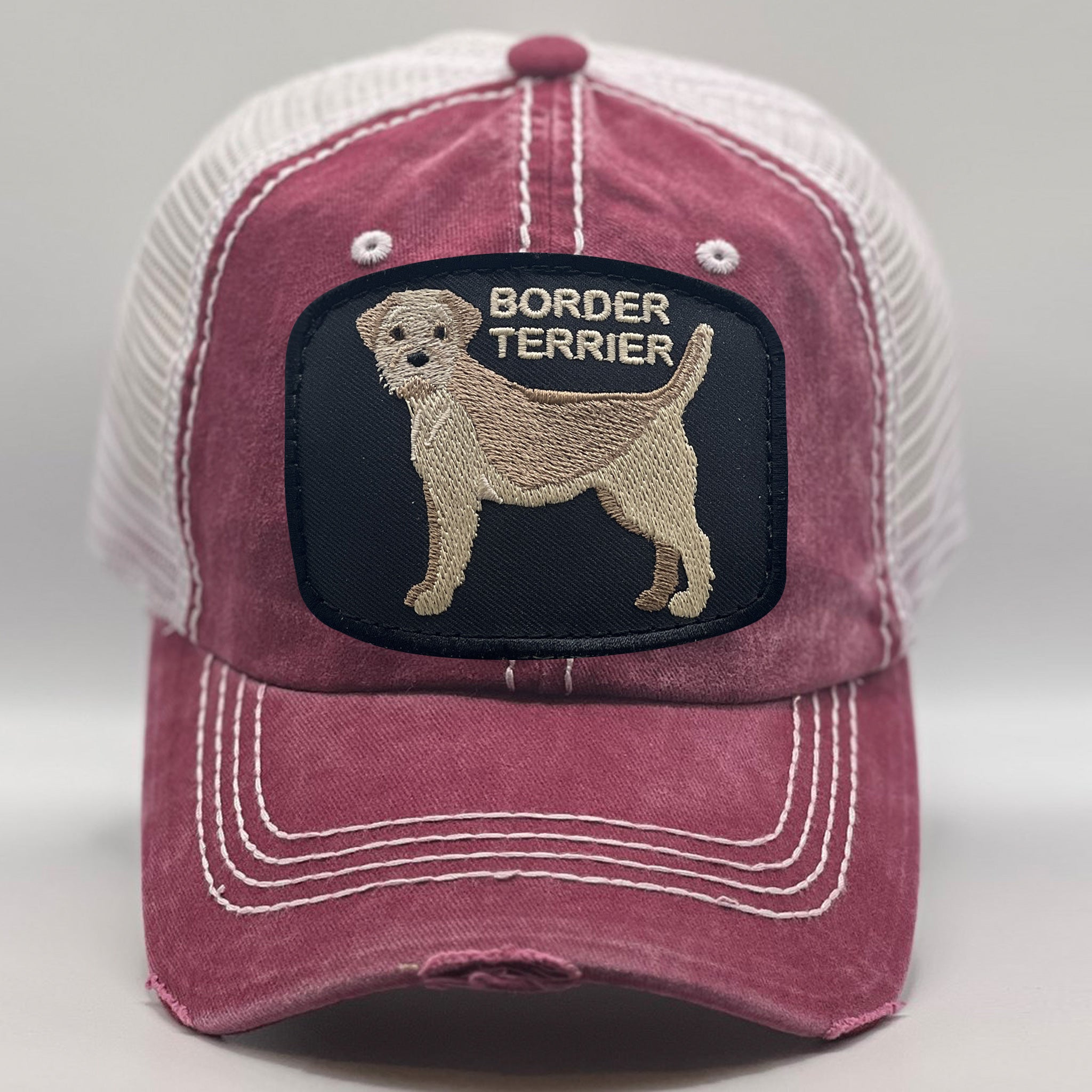 Red Trucker Hat With Border Terrier Image