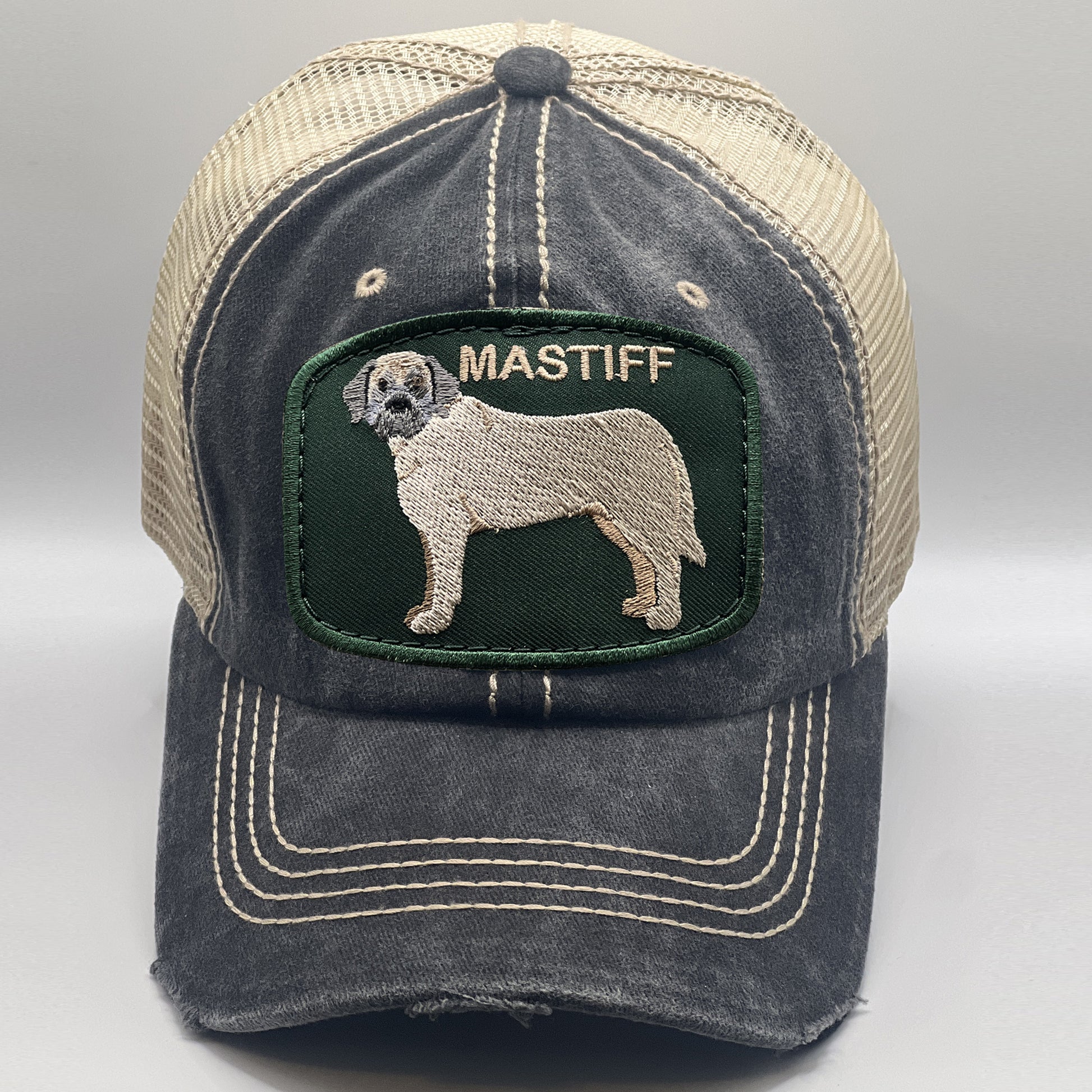 Dog Trucker Hat With Mastiff In Blue