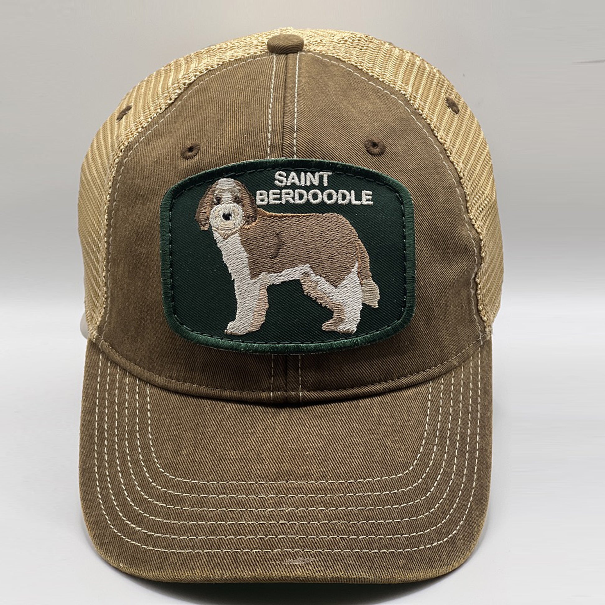 Saint Berdoodle Dog Breed Patches On Trucker Hats