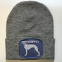 Whippet Custom Dog Patch On A Wool Beanie